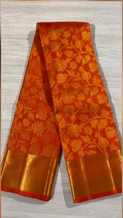 Rich Orange Kanchipuram Wedding Silk Saree